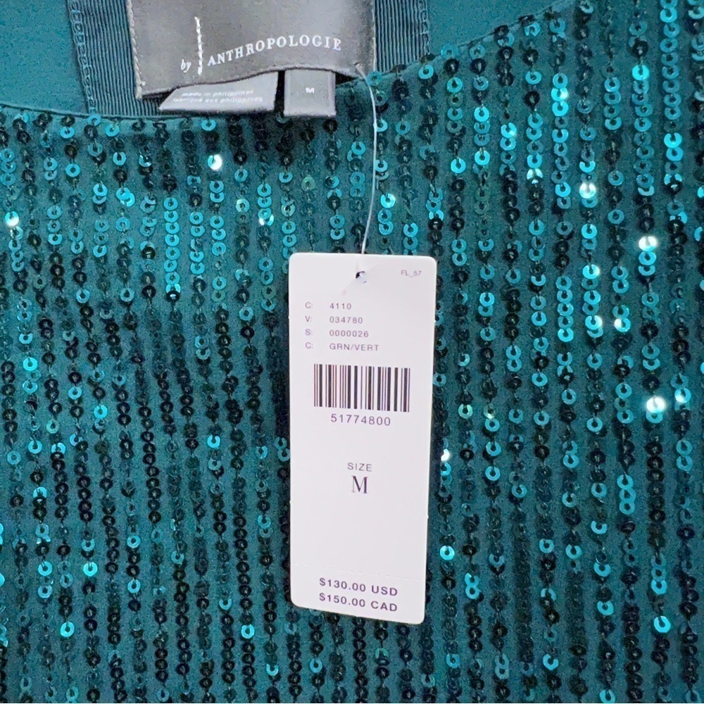 NWT Anthropologie All over sequin green dress size medium size M Christmas dress - Picture 13 of 15